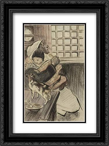 Dans La Cuisine 18x24 Black Ornate Frame and Double Matted Museum Art Print by Theophile Steinlen