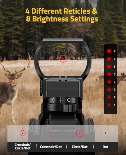 CVLIFE EagleFeather S02 Multiple Reticle Red Dot and Magnifier Combo, 40mm Large Lens Red Dot with 3X Magnifier, Absolute Co-Witness, Open Reflex Optics Sight with Flip-to-Side