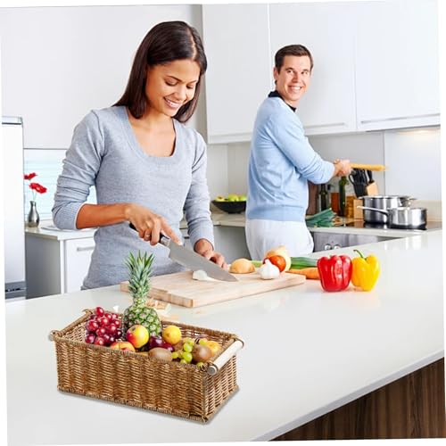Cesta de imitación de ratán rectangular de 12x6x4 pulgadas para almacenar alimentos 6