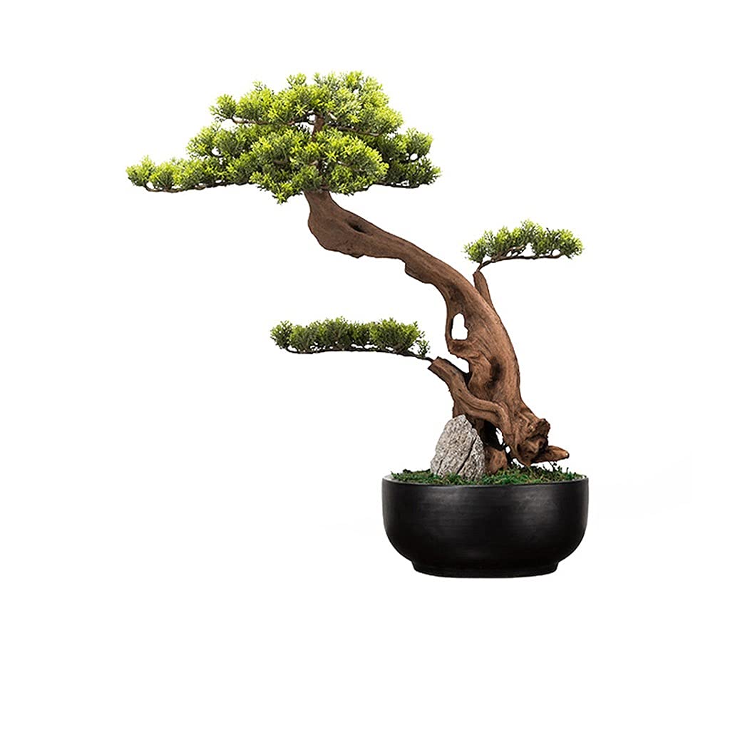 GTHTUHFD Artificial Bonsai Tree Simulation Welcome Pine Tree Bonsai Zen Fake Plant Potted Tea Room,Onecolor-D