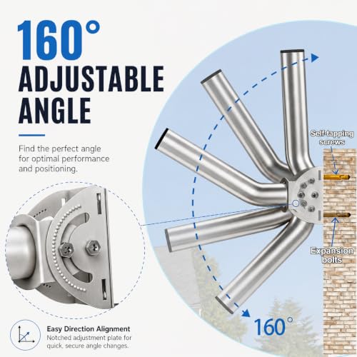 Image of 430 Stainless Steel Wireless Bridge Mount, 2-Pack 11 in Dual Screw Locking J Pole Mounting Bracket for Wall or Pole, 160 Angle Adjustable, 1.38 in OD, for AP Access Point CPE Extender Repeater