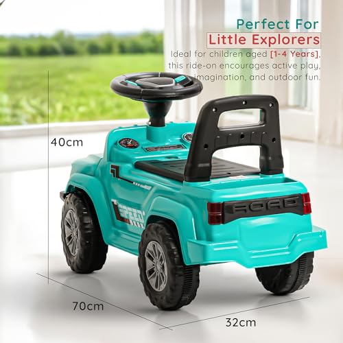 Baybee Roady Ride on Baby Car for Kids | Portable Push Ride on Jeep with LED Light & Music | Baby Rideons Toy Cars with Backrest & Storage Basket | Kids Car to Drive 1-3 Years Boys Girls (Green) - Image 6