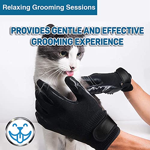 EazinGo Pet Grooming Handschuh Sanfter Enthaarungspinsel Handschuh Effizienter Tierhaarentferner Mitt - Verbessertes Fünf-Finger-Design - Perfekt für Hund und Katze mit langem und kurzem Fell, 1 Paar