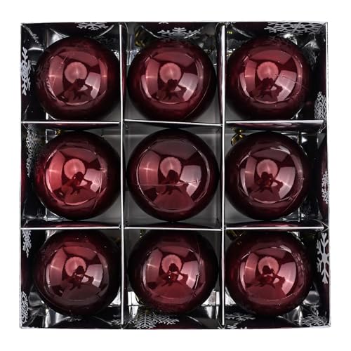 ZAMETTER 2025 Christmas Party Baubles 9Pcs for PEARL Ball Tree Balls Set Christmas Tree Pendants Decorative Hanging Christmas Baubles Balls Ornaments Set (Burgundy)
