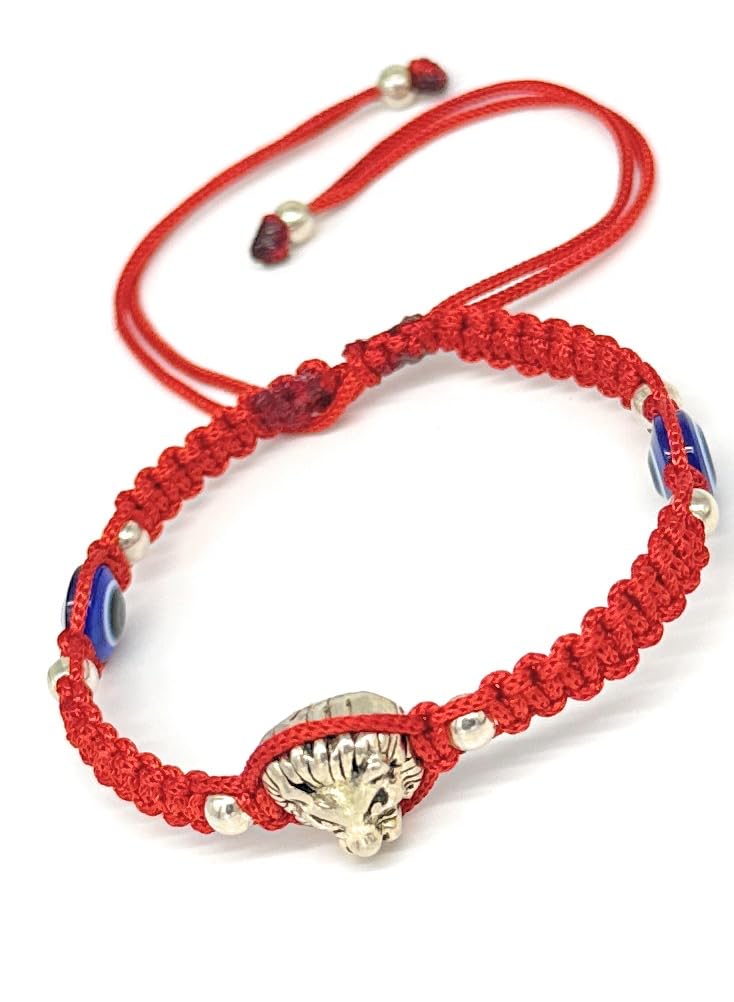 Jyokrish Handmade Adjustable Red Silk thread Metal Silver Lion Head & 2 blue evil eye Bracelet for Women| Men |Girls |Boys |Free Size |Pack of 1 |Lucky protection (B0BS4DZWT1) Amazon Price History, Amazon Price Tracker