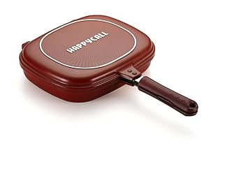 DARKNESS Happycall Square, PFOA-Free Dishwasher Safe Nonstick Double Sided Multi Purpose Pan with Strong Magnetic Handles, Silicone Gasket, Standard (Red)