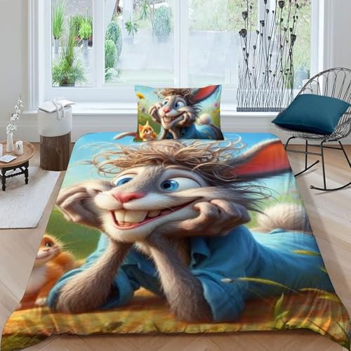 Housse de couette avec fermeture éclair animaux imprimé 3d single