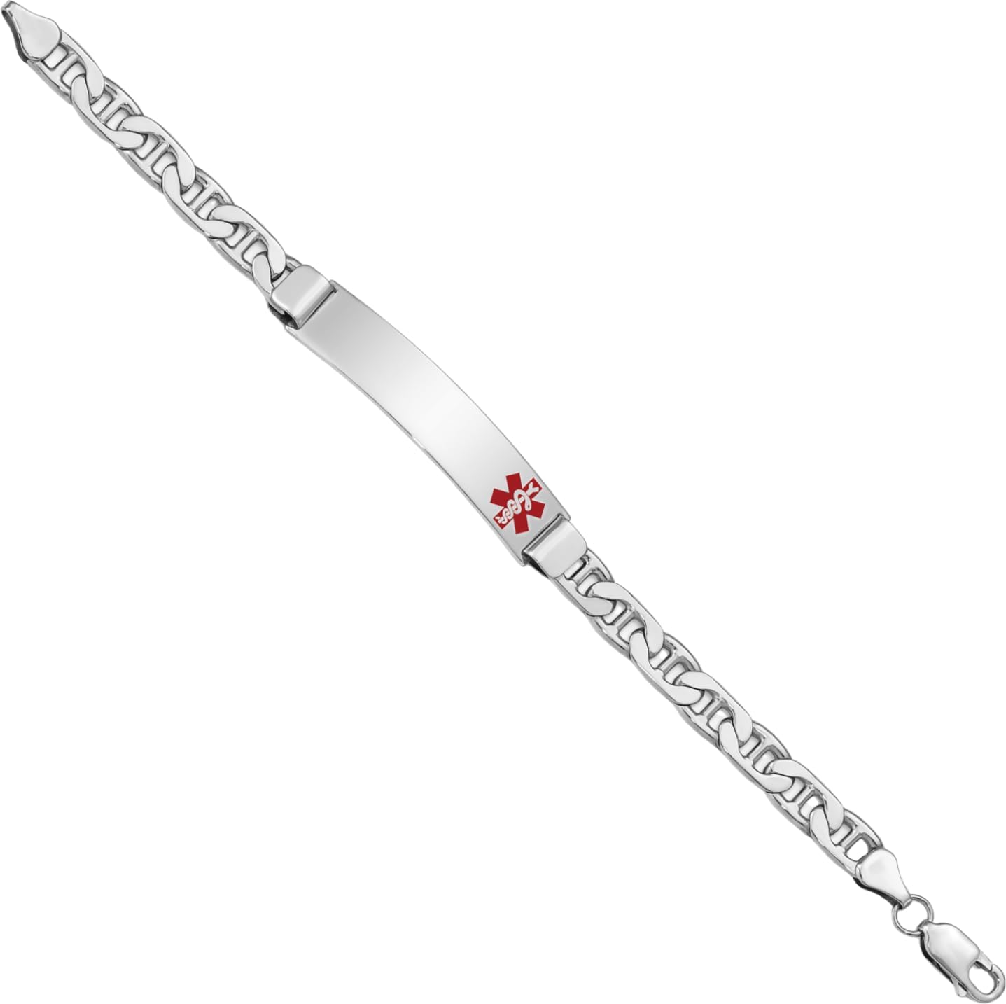IceCarats 925 Sterling Silver 7mm Chunky Mariner Chain Medical Alert Link ID Bracelet Polished, Engravable