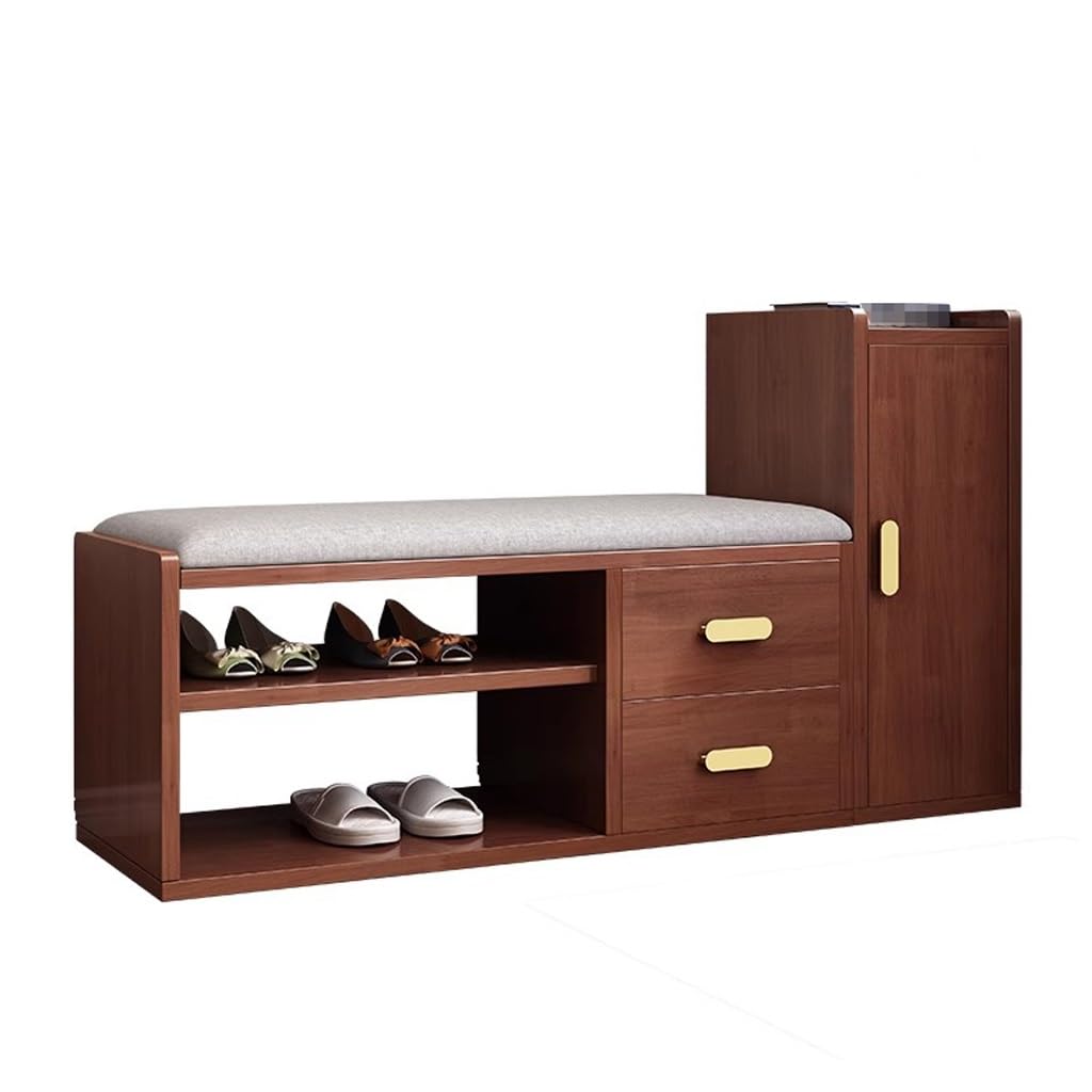 Aioneer Footstool For Front Door Entrance Wooden Shoe Changing Stool Can Sit Shoe Cabinet Home Door Shoe Rack Integrated Soft Bag Wearing Shoe Stool Storage Outdoor Bench Shoe Be-A-M 128cm