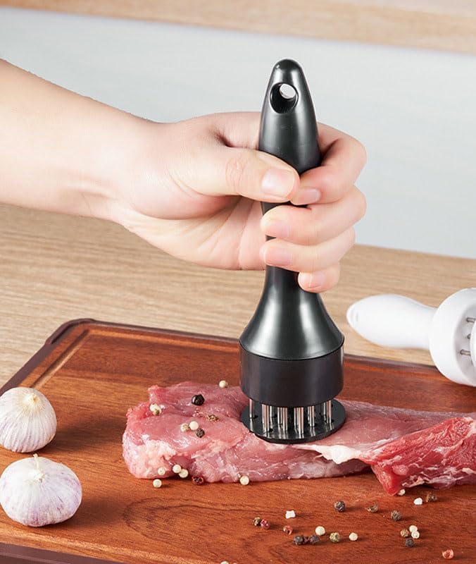 Ablandador de Carne de Acero Inoxidable con 12 Agujas Negro miniatura 2