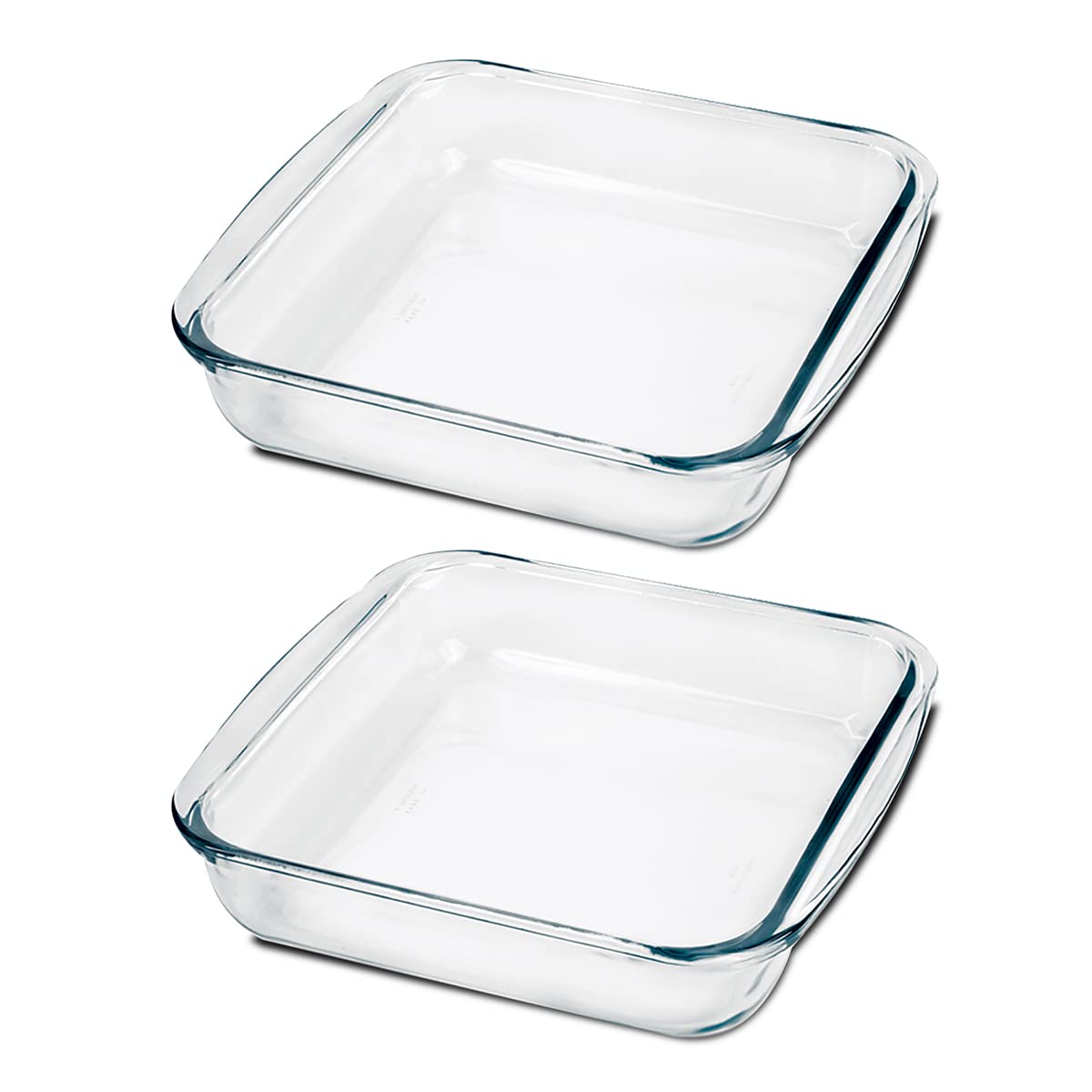 Paquete de 2 Fuentes de Horno Cuadrado, Moldes para Hornear de Cristal, capacidad 1.8 L - Longitud 24.8 x Profundidad 22.2 x Altura 5.2 cm -JUANIO-