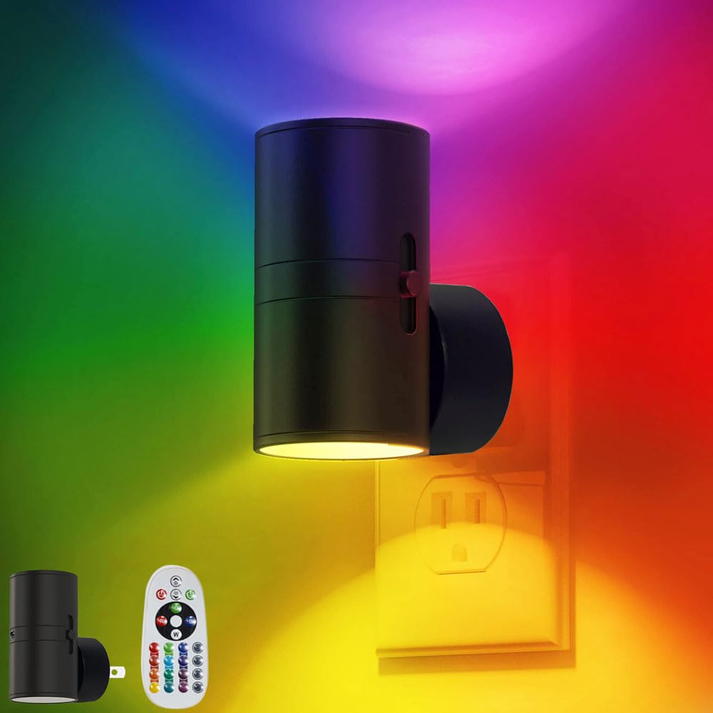 Veilleuse LED 16 couleurs avec télécommande – Plug & Play, aucune installation nécessaire pour la chambre, le salon, le bureau