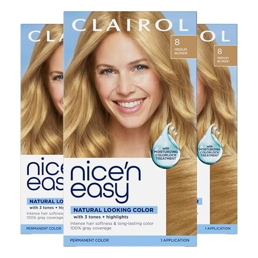Clairol Nice'n Easy Permanent Hair Dye, 8 Medium Blonde Hair Color, Pack of 3