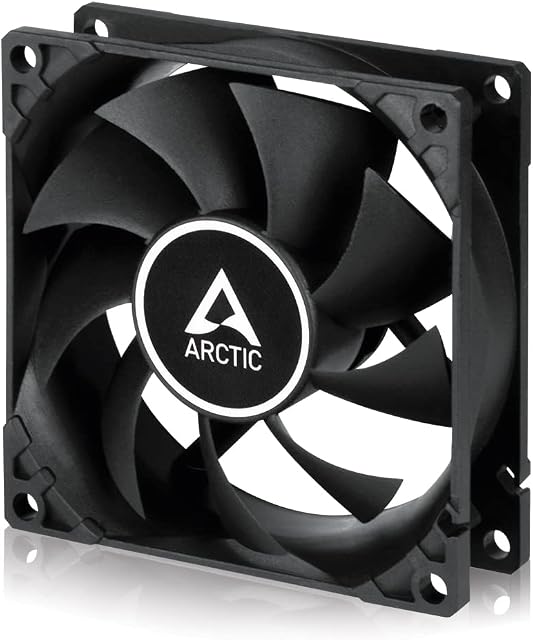 ARCTIC F8 TC - 80 mm Case Fan, Case Fan with Temperature Control, quiet motor, Computer, Fan Speed: 350-2000 RPM - Black
