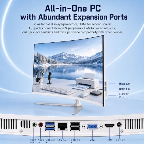 Image of 23.8inch Curved All-in-One PC, Adjustable Tilt Screen, Ultra-Slim