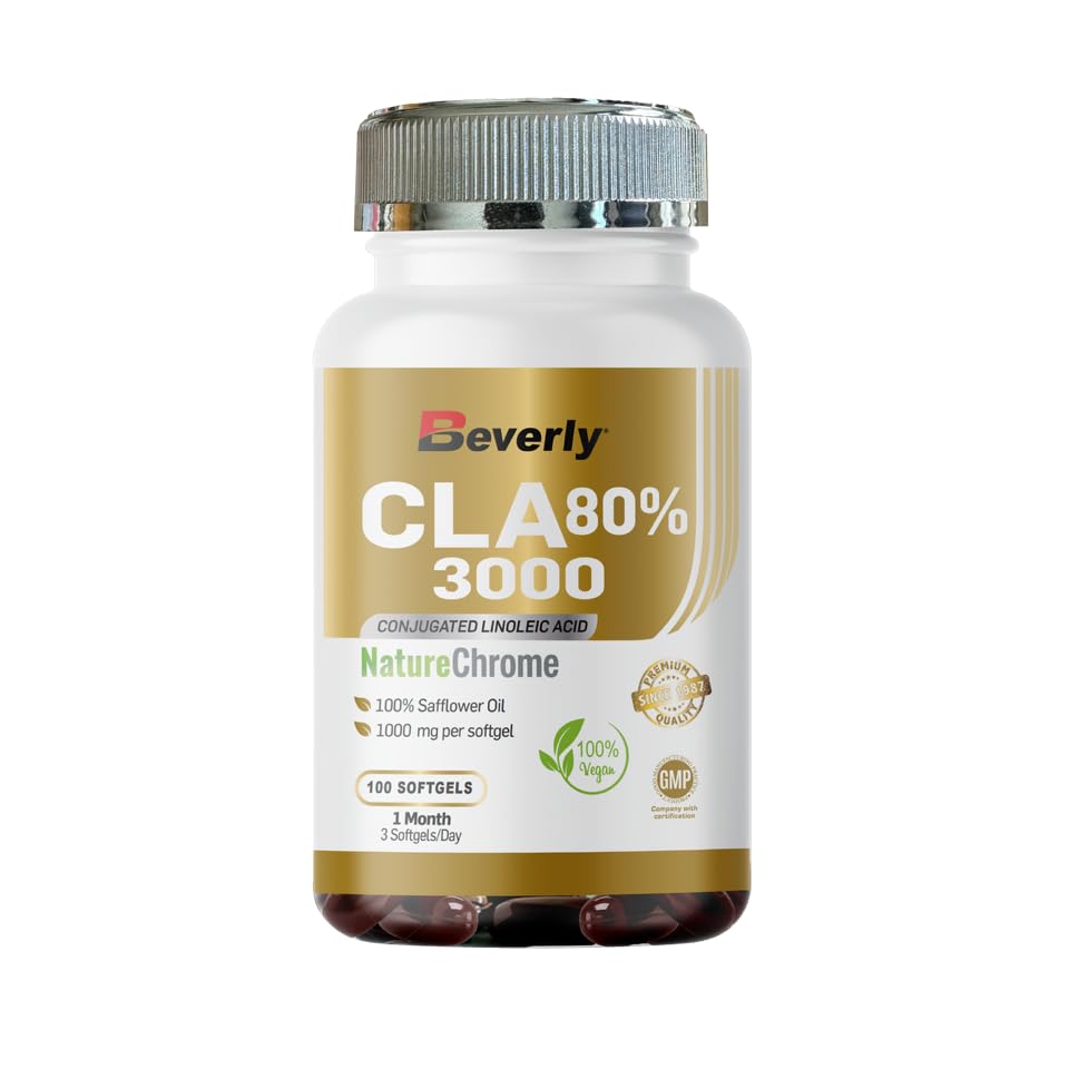 Beverly CLA - Acido Linoléico Conjugado - 2400 mg por toma - 100 perlas - 33 servicios - 2.400 mg - Reducción del exceso de grasa y mejora del metabolismo