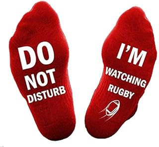 SoulQ DO NOT DISTURB,I'M WATCHING RUGBY Letter Printed Novelty Funny Sayings Knitted Crew Socks