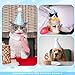 CrystalSylara 12 Pcs Mini Party Hats for Stuffed Animals, Felt Cone Hats with Pom Poms Baby Blue Polka Dot Checkered Mini Birthday Party Hat for Dolls Small Dogs Cats Birthday Holiday Pet Accessories