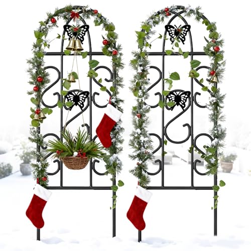 Amagabeli Paquet de 2 Treillis de Jardin 152 x 46 cm Antirouille Noir Fer Papillon Légumes en Pot Fleurs Patio Treillis Métalliques Grille Panneaux pour Lierre Roses Concombres Supports