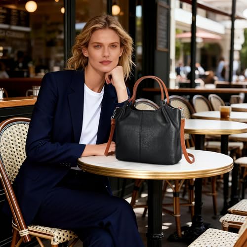 Image of Genuine Leather Women Handbags and Purses Designer Medium Tote Bag Fashion Shoulder Crossbody Satchel Hobo Bag