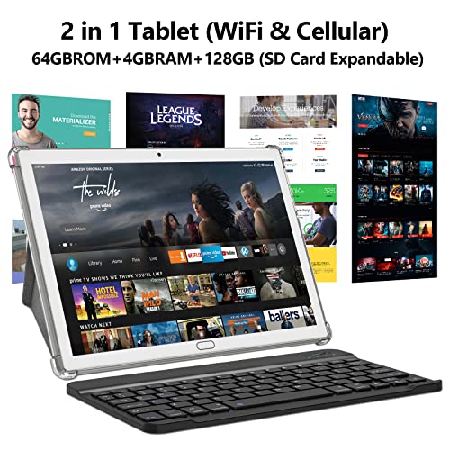 ZONKO Tablet 10 Zoll Dual 4G LTE Android Tablett PC Octa Core SC9863 4GB RAM 64GB ROM 512GB Erweiterbar 1080P FHD 13MP Kamera mit Tastatur Maus Stift Hülle | Typ-c | WiFi | GPS | OTG (Silver) – Bild 3
