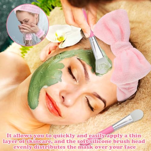 CZAYEFNH Rodillo Facial Jade 7 en 1 Set masajeador Gua Sha Piedra Natural para Cara Cuello y Cuerpo Rosa con Banda y brochas Regalo Cuidado Piel - imagen 4