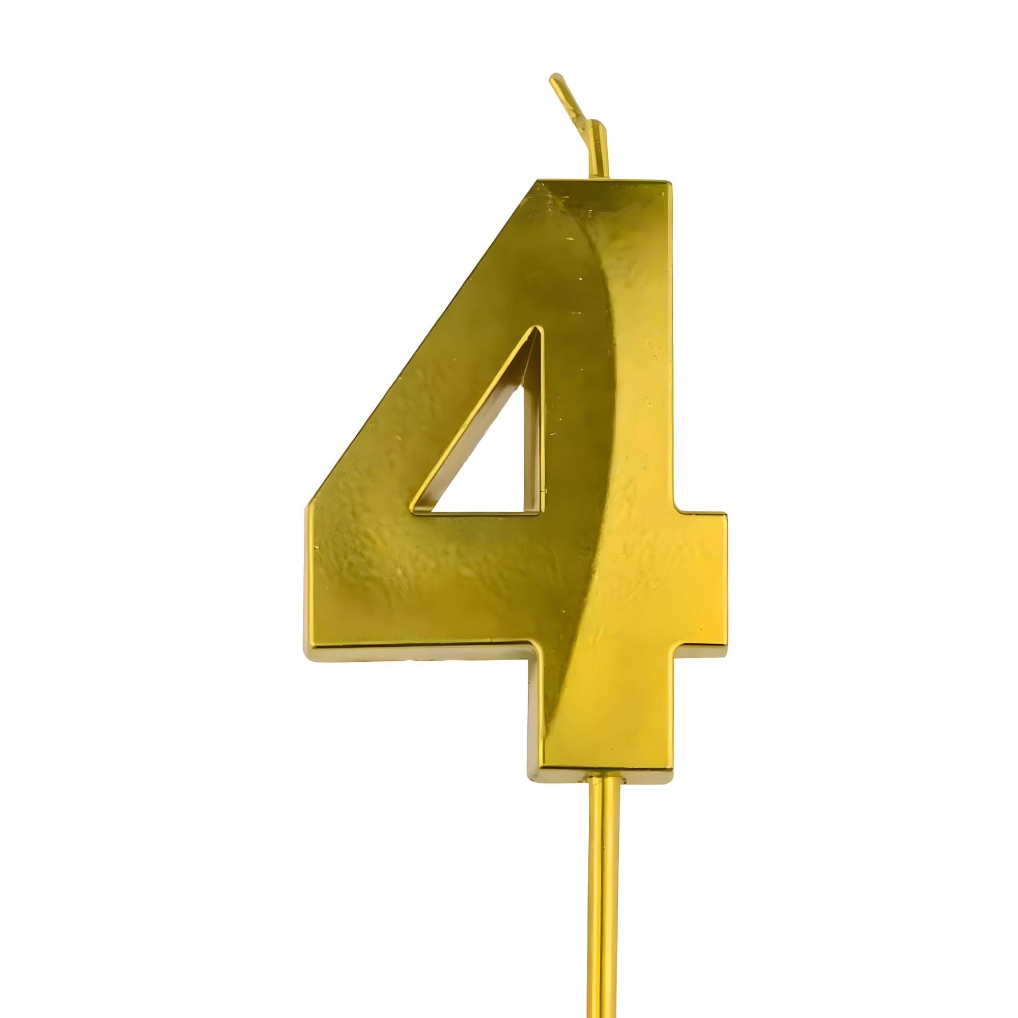 Juzfun Number Candles 4 Year Birthday Cake Decoration Fourth Year Wedding Anniversary Party Metallic Gold Colour Size : Width 5 x Height 7 CM