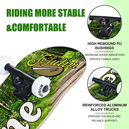 Image of 31 x 8 Inch Complete Skateboard 7 Layer Canadian Maple Double Kick Deck Concave Cruiser Trick Skateboard for Boys Girls Teens Adults Beginner (AI Boy) (Bear-ONE)