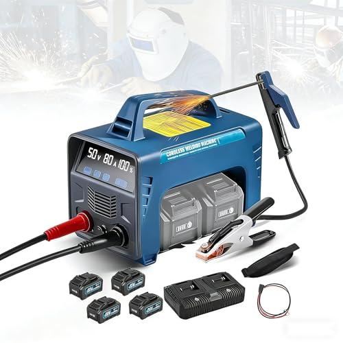 Soldador al Arco Soldadora Portátil inalámbrica a batería MMA ARC de 160 A con 4 baterías de 6 Ah, pantalla LED, Soldador Bateria arco de arranque en caliente, inversor digital antiadherente