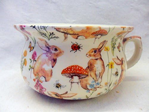Heron Cross Pottery Decorative meadow rabbits design chamber pot planter