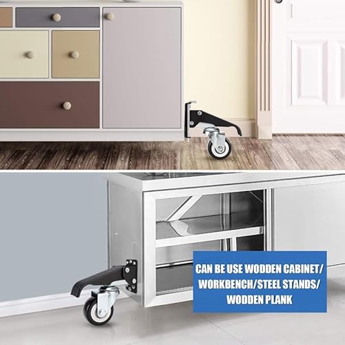 DOZAWA Retractable Workbench Casters with Quick-Release Caster Plate Set (4PK) 600lb Load Capacity,