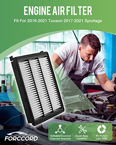 Image of 2-Pack Engine Air Filter Fits for 2016-2021 Tucson, 2017-2021 Sportage CA12065 air Filter Replacement Accessories