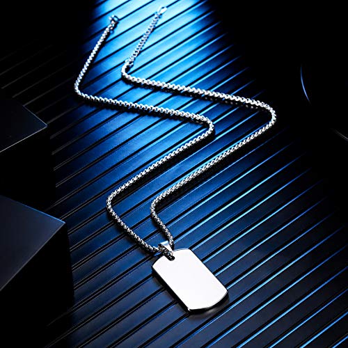 Memediy Personalized Military Dog Tag Necklace Customized Engraving Name Date Id For Men Women Boyfriend Girlfriend Tungsten Pendant Best Friend Lover Anniversary Valentine's Gift(Silver Color) #TOP2