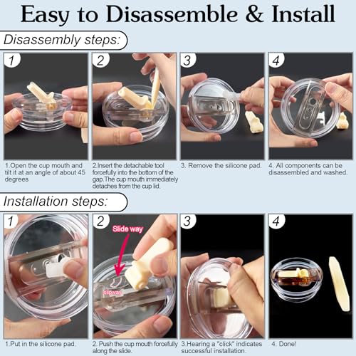 TZEKING Abnehmbar Stanley Cup Deckel Auslaufsicher,2er Set 360°Leicht zu reinigen Deckel für Stanley Cup,Anti-Schimmel,Staubdicht,Wiederverwendbarer,Ersatzdeckel