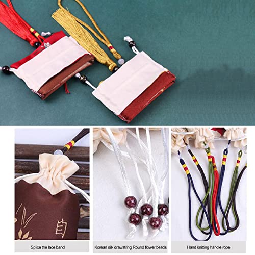 10 bolsas chinas de brocado con cordón para joyas miniatura 3