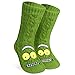 Produktbild RICK AND MORTY Lustige Socken Herren, Kuschelsocken Herren mit ABS Anti Rutsch Noppen und Sherpa Fleece (Grün)