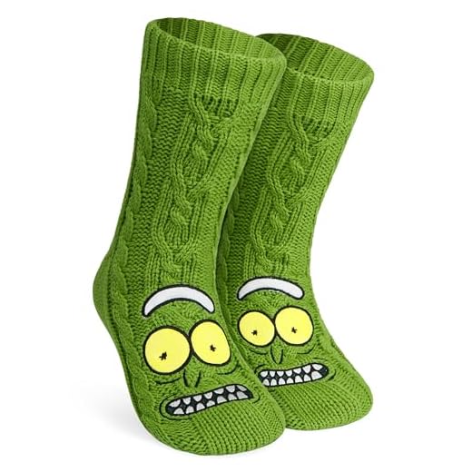 Rick and Morty Calcetines Hombre Antideslizantes de Andar por Casa (Verde)