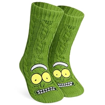 RICK AND MORTY Calcetines Antideslizantes Hombre y Adolescentes, Calcetines Pantuflas con Forro Sherpa, 38-44 EU, Regalos Hombre(Verde) | Ya disponible en tu tienda friki favorita! En mundofriki.es!