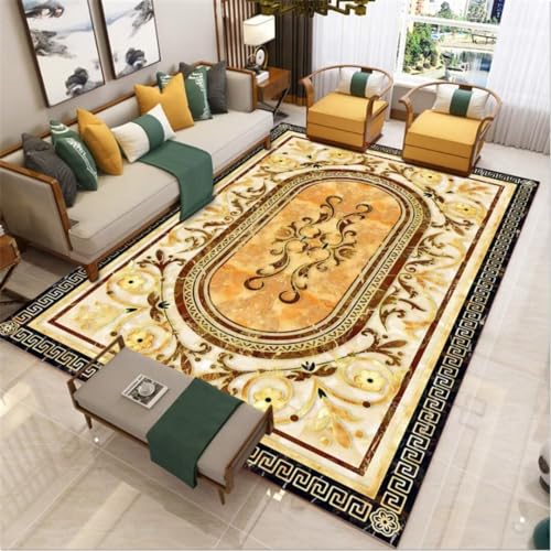 Kunsen alfombras de habitacion Simetría geométrica Moderna, Comodidad de Forro Polar Corto. alfombras Rebajas Amarillo Alfombra a la Venta alfombras Online baratas80X160CM