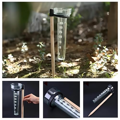 Foto von Regenmesser Professionelle Regenmesser Niederschlagsmesser Garten Regenmesser mit Halter Regenmesser Transparent Regenmesser Messung Outdoor-Regenmesse Kunststoff-Regenmesser Für Garten,Outdoor,Hof