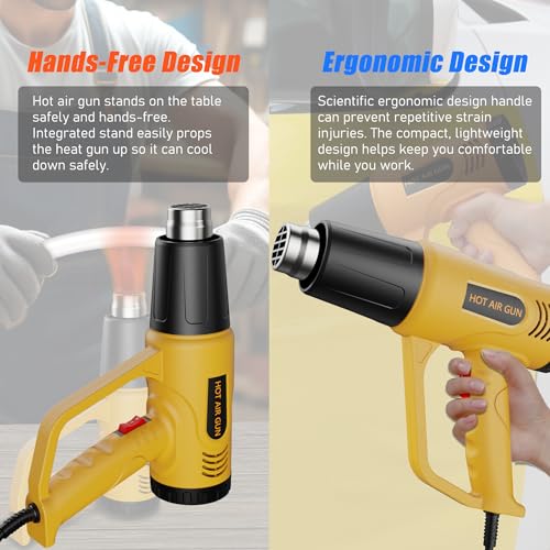 Heat Gun for Vinyl Wrap,Shrink Tubing,Paint,Epoxy Resin,Candle Making,Adjustable Temperature (Yellow, Two-Gear Button Temperature Control) 3 Heat Gun for Vinyl Wrap,Shrink Tubing,Paint,Epoxy Resin,Candle Making,Adjustable Temperature (Yellow, Two-Gear Button Temperature Control) - Image 3