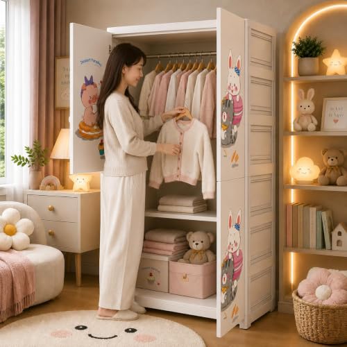 Image of HIWARE Premium Modular Wardrobe for Bedroom, Kids Room and Home | Spacious Clothes Storage Cabinet with Drawers and Shelves | Modern Stylish Design, Heavy Duty, Multipurpose Organizer -Sweet-Treats