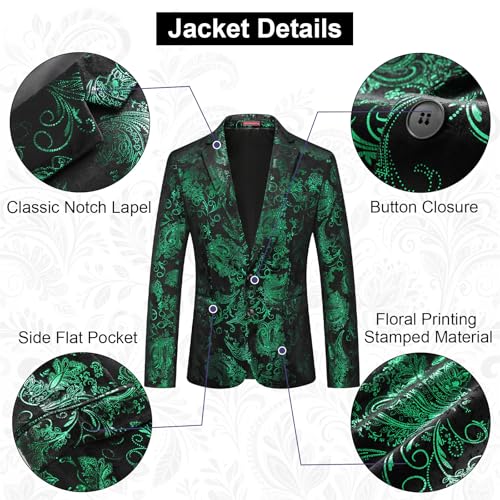 KUDORO Mens Floral Suit Jacket Dress Tuxedo Slim Fit Two Button Sports Coats Blazer for Dinner Party4