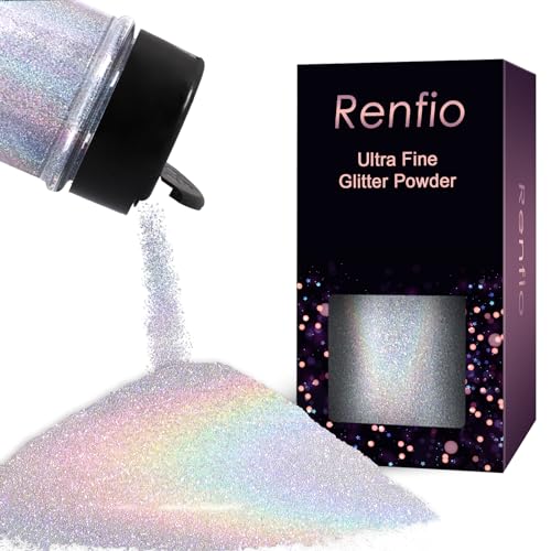 Renfio Holographic Glitter - Silver Diamond Dust 1.94oz/55g Fine Glitter for Resin Slime Snowglobe Christmas Decor