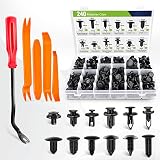 Frokom 240pcs Car Retainers Clips Bumper Grill Fender Door Rivets,5 pcs Fasteners Clips Kit for Chevrolet Silverado/Chevy Tahoe/Suburban/GMC Sierra/Ford/Dodge/Toyota/Honda