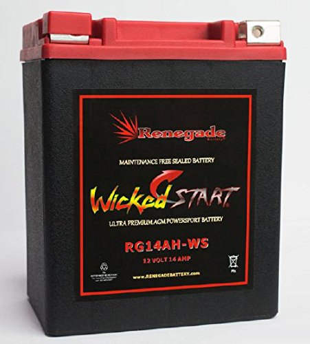 RG14AH-WS; 400 Cold Cranking Amps; Fits (2016, 2017, 2018, 2019, 2020, 2021, 2022) Indian Scout, Scout Sixty, Scout 1200, Scout Bobber, Scout Rogue battery
