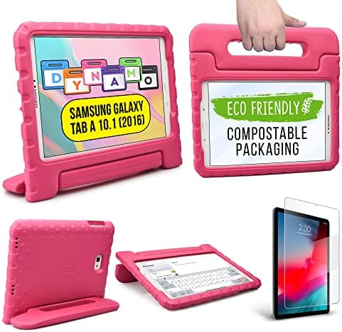 Cooper Dynamo [Rugged Kids Case] Protective Case for Samsung Tab A 10.1 (2016) only | Child Proof Cover with Stand, Handle, Screen Protector (Pink) NOT FIT with 2019 Released