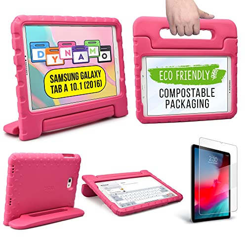 Cooper Dynamo [Rugged Kids Case] Protective Case For Samsung Tab A 10.1 (2016) Only | Child Proof Cover With Stand, Handle, Screen Protector (Pink) Not Fit With 2019 Released #TOP2