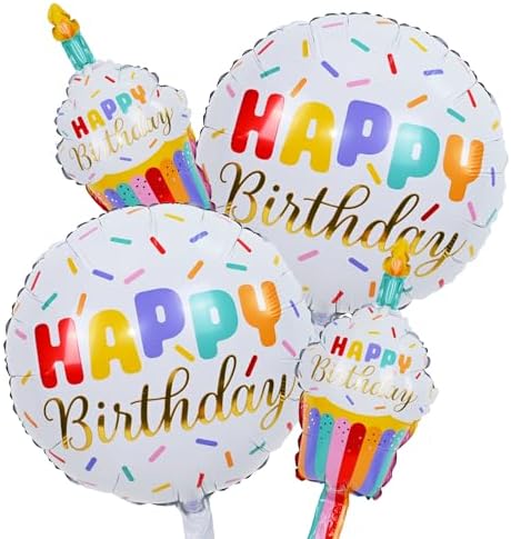 Happy Birthday Cupcake Cute Foil Balloons, Rainbow Sprinkle Happy...