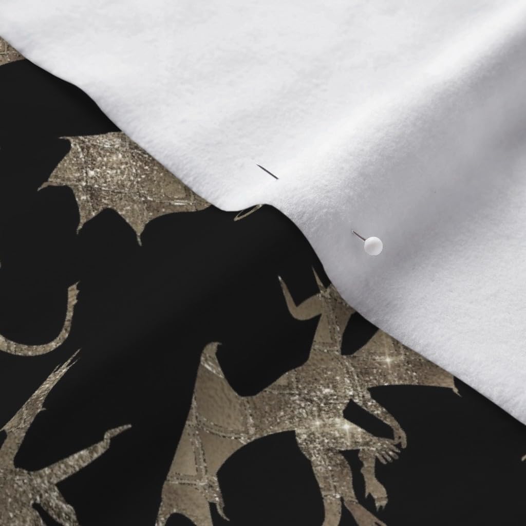 Spoonflower Fabric - Small Dragons Black Dragon Fantasy Scales Mythical Creatures Printed on Polartec(R) Fleece Fabric by The Yard - Sewing Blankets Loungewear and No-Sew Projects